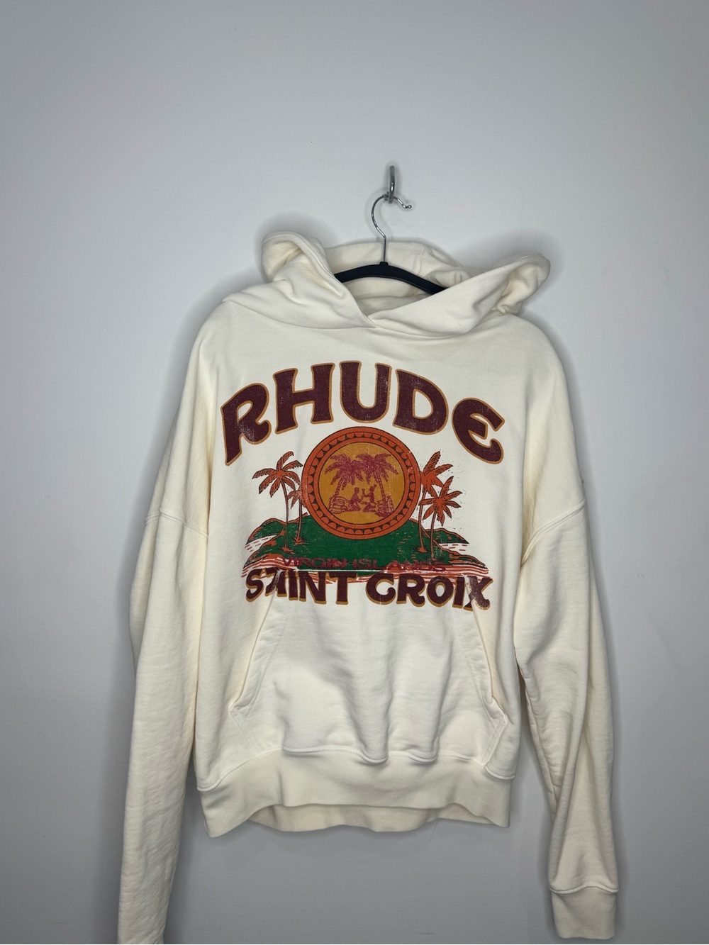 Rhude St. Croix Hoodie Vintage White Women’s Small